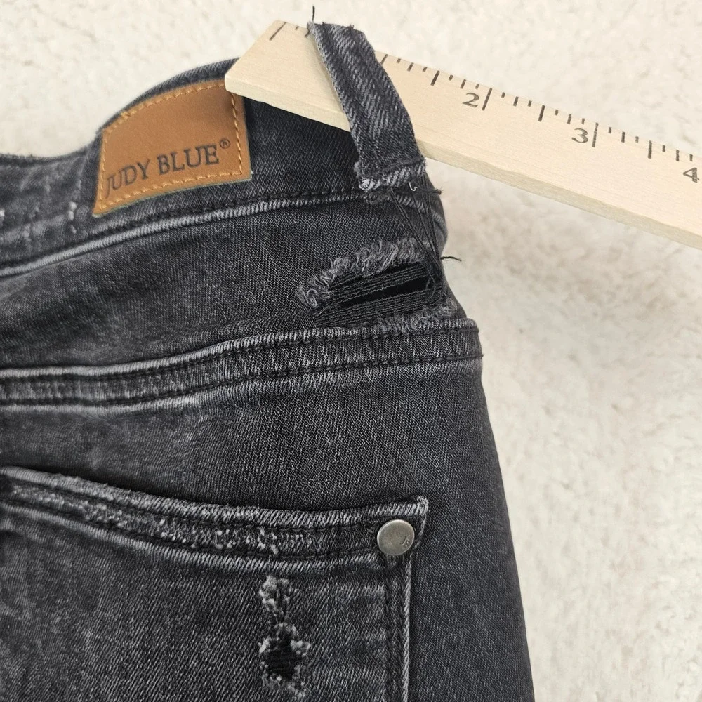 Judy‎ Blue Skinny Fit Distressed Black Plaid Patch Jeans JB82191BK Size 7/28